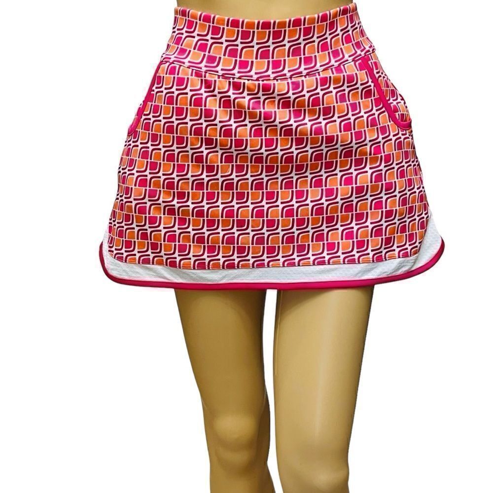 Grand Slam Performance UPF 50+ Skirt Skort Pull On Geometric Golf Tennis Sz S